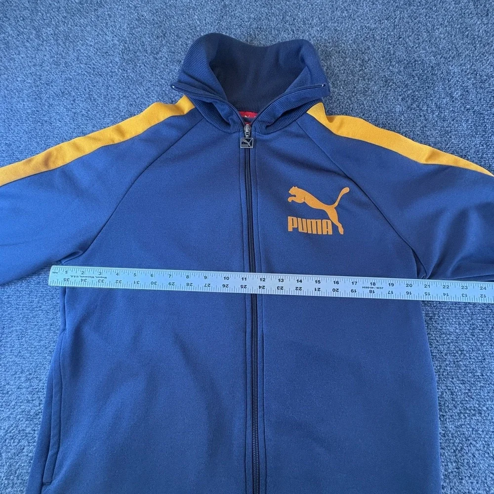Puma Iconic T7 Track Jacket Mens Large Navy Blue Y2K Long Sleeve Full Zip Logo